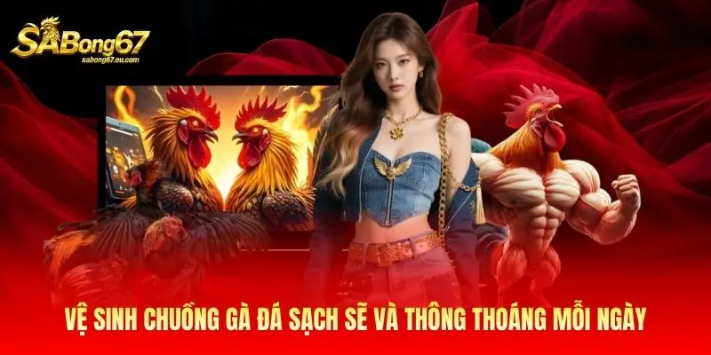 Vệ sinh chuồng gà đá sạch sẽ và thông thoáng mỗi ngày